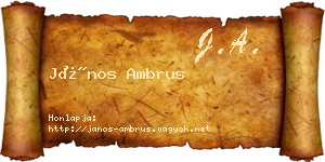 János Ambrus névjegykártya