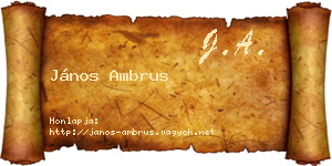 János Ambrus névjegykártya
